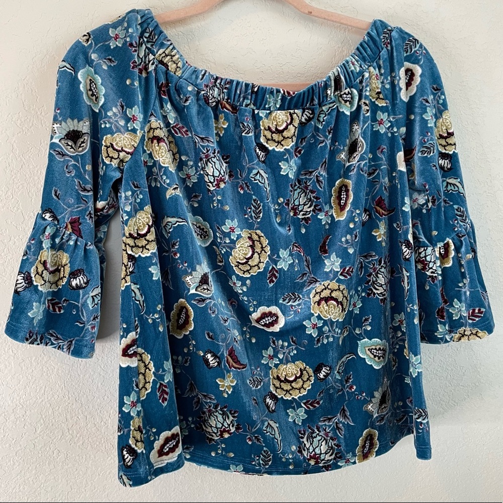 Current Project Velvet Floral Off the Shoulder Top